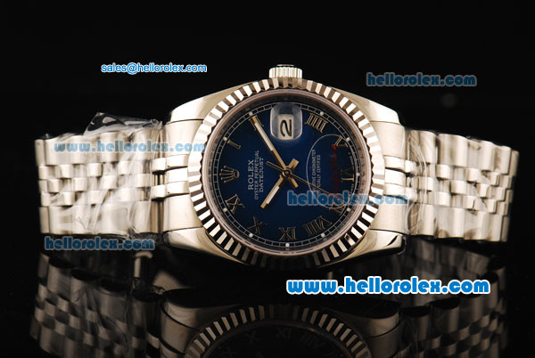 Rolex Datejust Automatic Full Steel with Blue Dial and Roman Marking - Click Image to Close